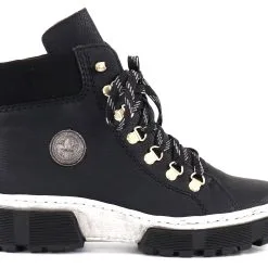 Rieker Naisten Nilkkurit Nauhoituksella Ja Vetoketjulla X8633-01 Musta