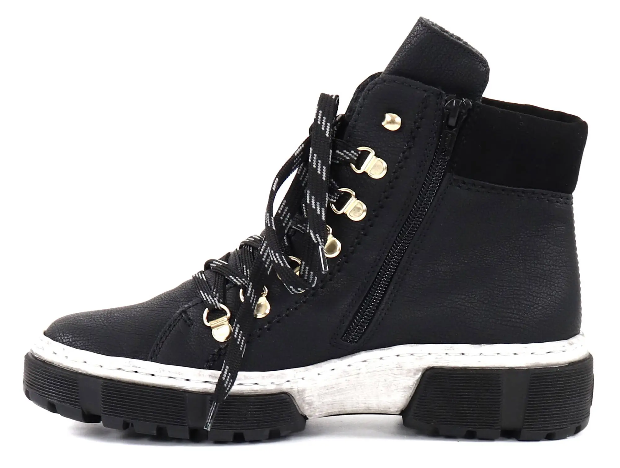 Rieker Naisten Nilkkurit Nauhoituksella Ja Vetoketjulla X8633-01 Musta 2 Rieker Naisten Nilkkurit Nauhoituksella Ja Vetoketjulla X8633-01 Musta - Image 2