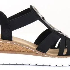 Rieker Naisten Kiilasandaalit V38F9-00 Musta